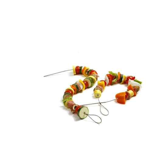 Lukata Set di 2 spiedini flessibili in acciaio inox – spiedini in metallo – perfetti per barbecue con coperchio chiuso o griglie tipo ninja