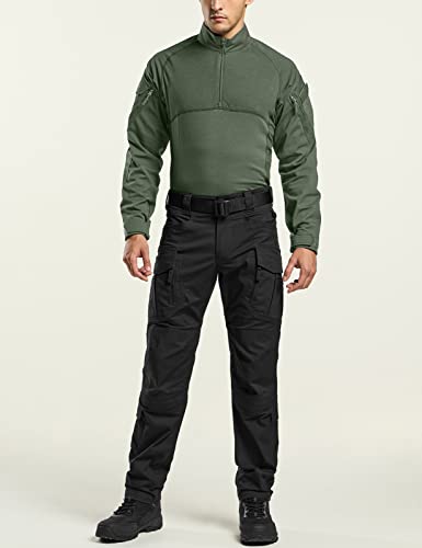 Cqr Men's Flex Stretch Tactical Pants, Water Resistant Ripstop Cargo Pants, Lightweight Edc Outdoor Hiking Work Pants, Flexy Cargo Zip Black, 38W X 34L #TOP6