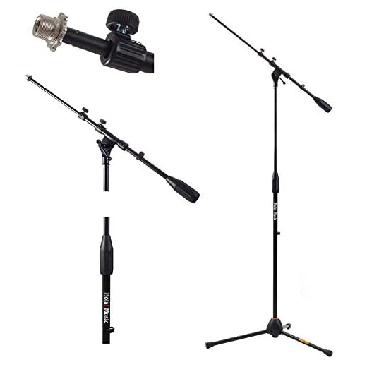 Hola! Music HPS-101TB Professional Tripod Microphone Mic Stand with Telescopic Boom, Black