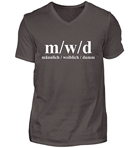 T-shirt col en V homme m/w/d Mâle Femelle Dumm en coton gris fumé taille M