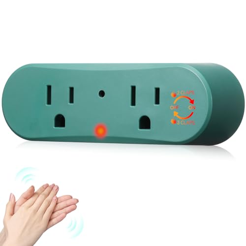 Kingdder 1 Pcs Clapping Light Control for Bedroom Lights Plug in with Dual Outlets, Sound Activated Switch Wireless Sockets for Lamps, Fans, Small Appliances (Green)