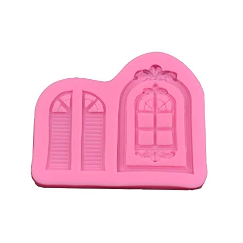 Silicone Door Window Mold House Baking Mold Frame Cakes Border Pattern Mold for Fondant Pudding Soap Sugarcraft Candy Cake Decoration Polymer Clay (Window)