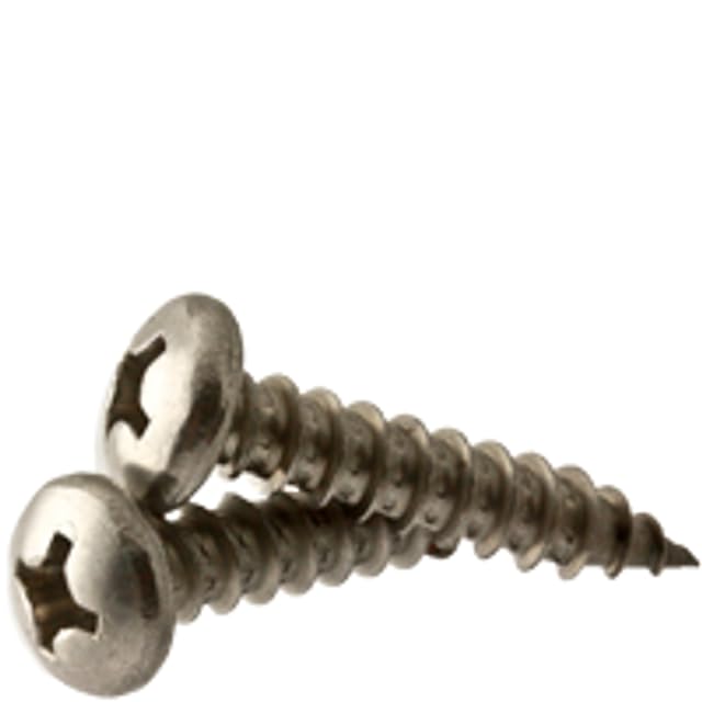#14-10 x 1 Self-Tapping Screws, Phillips Pan Head, Type A, 18-8 Stainless Steel A2, Fully Threaded (125 Pack)