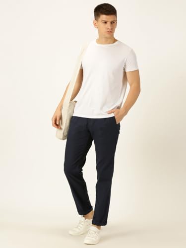 Image of Thomas Scott Men's | Solid | Breathable Fabric | 4 Pockets | Casual | Mid Rise | Regular Fit | Cotton Linen | Button Clouser | Chino Trouser | Pants