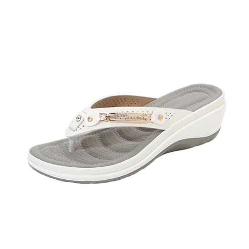Infradito da donna con plantare, estivi, piscina, spiaggia, comodi, alla moda, morbidi, per interni ed esterni, con supporto ortopedico, bianco, 35 EU