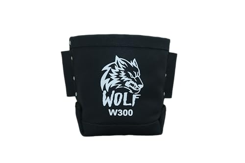 Wolf Black Canvas Tool Pouch Tunnel Belt Loop Bull Pin Loops & Bolt Bag Tote | Tradesman Ironworker Carpenter 5x10x9