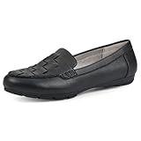 CLIFFS BY WHITE MOUNTAIN Women's Giver Cushioned Loafer Flat, Black/Tumbled/Smooth, 7 W