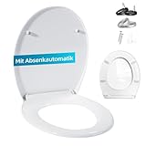 Toilettendeckel mit Absenkautomatik,WC Sitz mit Absenkautomatik,Quick-Release Funktion für einfach Reinigung,bis 250 kg, bis 250 kg,aus Antibakteriellem,Premium Klobrille Weiß mit Softclose Funktion