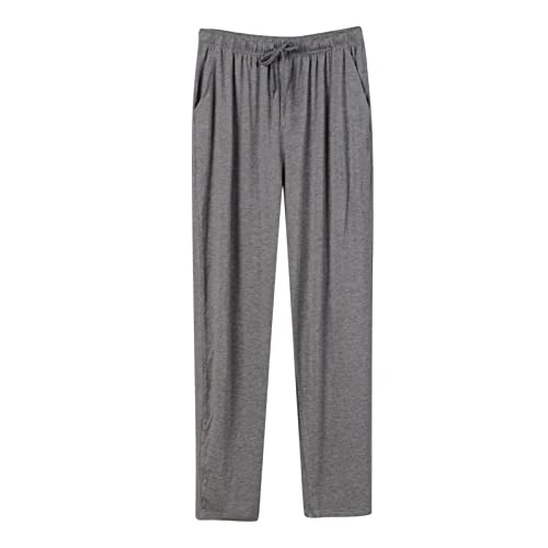 Pantalones de pijama para hombre, pantalones de casa, pantalones delgados, alargados, de gran tamaño, informales, holgados, pantalones deportivos sueltos para hombre con tira de botones, Color gris