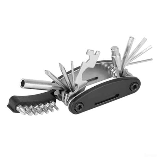 Kit de herramientas plegable portátil 21 en 1 para bicicletas de montaña y cercanías, multiherramienta ligera para arreglos rápidos (negro)