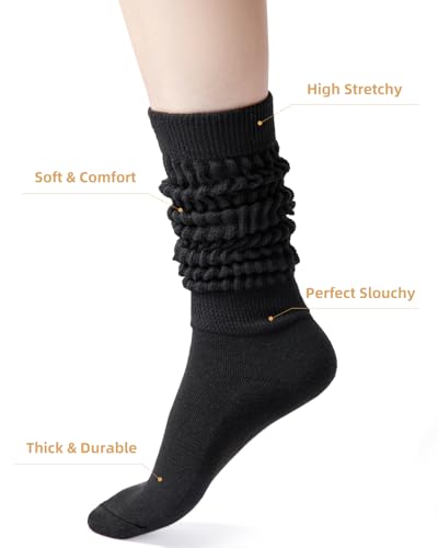 Image of HONGTEYA Slouchy Socks Women Knee High Soft Cozy for Boot