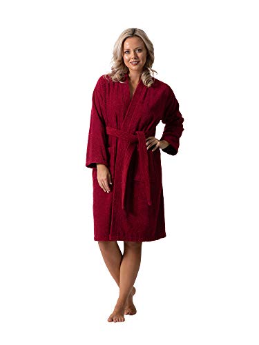 Image of Luxurious Turkish Terry Kimono Collar Super-Soft Terry Absorbent Bathrobes for Women