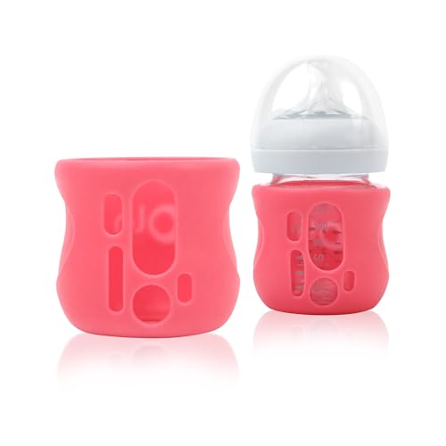 Image of Olababy Silicone Sleeve for Avent Natural Glass Baby Bottles (4 oz, Pink)