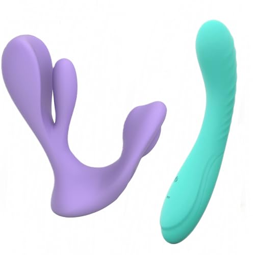 Tracy’s Dog Swirlii Rotating and Vibrating Dual Vibrator Lavender & Full Silicone Vibrator Teal - Adult Sex Toys Bundle
