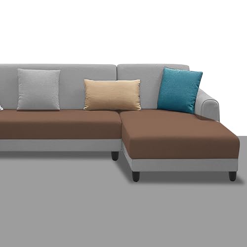 Image of Kraven RHS 6 Seater L Shape Sofa Set for Living Room (Brown Grey Fabric) Premium Fabric Sofa