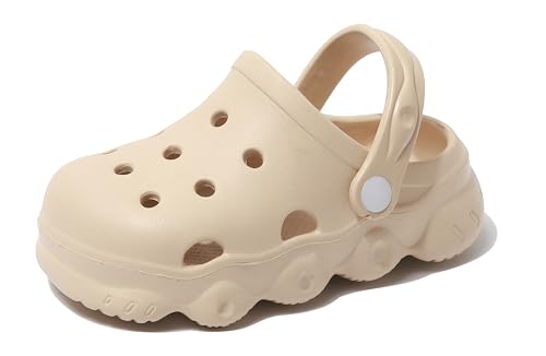 Image of INMINPIN Kids Cute Clogs Cartoon Garden Shoes Boys Girls Slides Slippers Indoor Outdoor Children Water Shower Beach Pool Sandals,Beige,5.5-6.5 Toddler,Kids