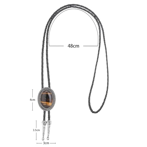 Image of AZORA Western Cowboy Bolo Tie Men Leather Necktie Leather Cord Turquoise Stone Bolo Ties for Men Women