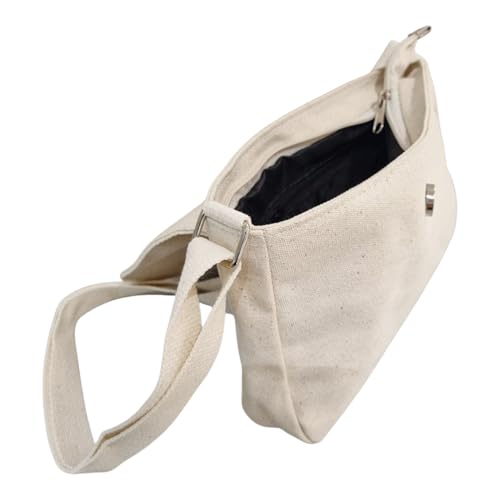 Korean Canvas Messenger Bag, Black Ivory, Adjustable Crossbody Strap, Student Shoulder Bag, Snap Button Zipper Closure4