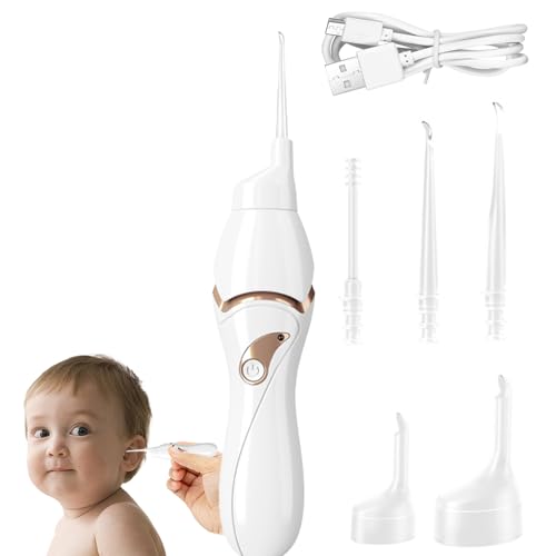 Limpiador De Cera De Oídos, Kit de Limpiador de Oídos Con Luz y 5 Puntas Suaves, Oídos Aspirador Eléctrico, Recogedor De Oídos Eléctrico De Cabeza Blanda, Limpiador De Cerumen para Adultos Y Niños