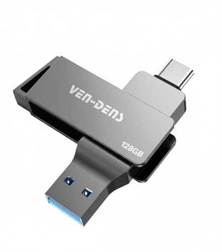 VEN-DENS Clé USB 3.2 2 en 1 - Type-C & USB-A double interface, clé USB de stockage externe, clé USB OTG haute vitesse en alliage de zinc pour Android,...
