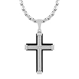 Men's Black Stainless Steel Necklace Crucifix Pendant Men 24' Chain With Pendant