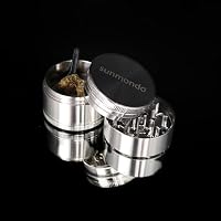 SUNMONDO Grinder Edelstahl Ø 50 mm, 4-teilige Kräutermühle, Crusher für Gewürze, Tabak & Spice - mit Pollensieb & Schaber – Ansicht 9