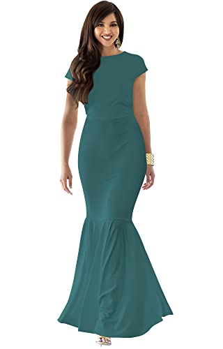 KOH KOH Plus Size Womens Long Cap Short Sleeve Formal Sexy Evening Prom Cocktail Bridesmaids Wedding...