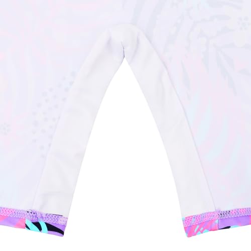 Image of TFJH E Short Sleeve Girls Swimsuits UV 50+ One Pieces Zipper 2-14Y | From beach vacations and pool parties to cruises and water parks, this colorful floral swimsuit is her summer favorite