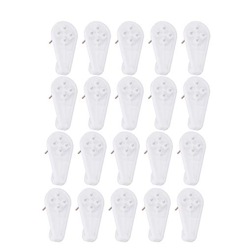 Image of Aicosineg Hardwall Hanger Mount Non-Mark Hook Photo Picture Frame Hanger for Fasteners Wall Wallpaper Walls Concrete Hooks Wooden Doors Hardware Medium White Tone 20pcs