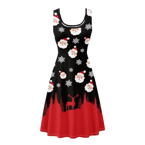 Image of Women Stylish Tank Dresses Sleeveless Round Neck Midi Casual Dress with Pocket for Summer