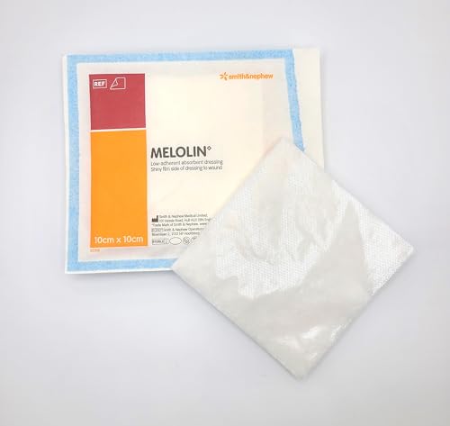 MELOLIN Sterile Non-Adherent Dressings - Qty 10 Individual Packs Available in S M/L & XL Ideal for Wound Care Non-Stick Gauze (M/L Wound 10cm x 10cm)