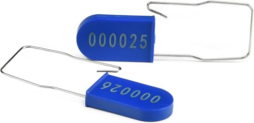 20pcs Security Metal Wire Padlocks, Plastic Security Seals Disposable Anti-Tamper Tag Locks with Numbered Anti Tamper Tag Hasps (Blue, 20pcs)