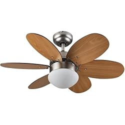 Ventilador Bastilipo Atlantico Bastilipo - Ibiza RC - Ventilador de Techo con Mando a distancia-60W y 75cm de diametro-e27 60w, Haya/Wengé, 75 cm