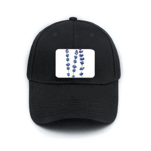 Casquette de baseball noire classique avec broderie de lavande bleue ajustable