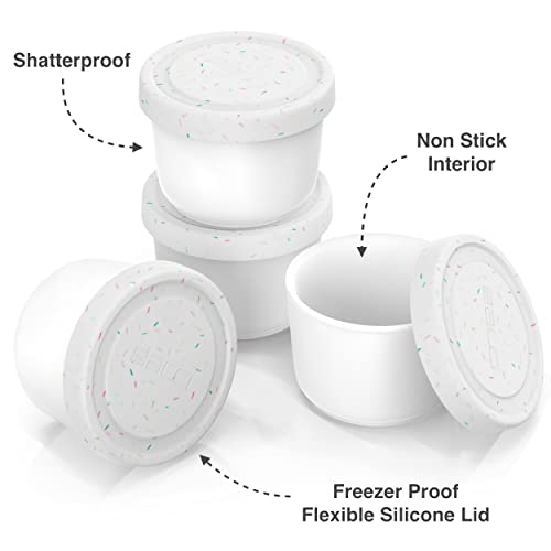 Image of BALCI 8oz Mini Ice Cream Containers - Set of 4 (White Sprinkles)