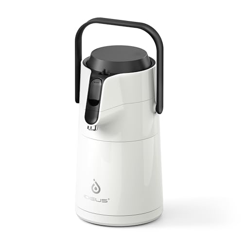 Image of IDEUS Thermal Coffee Carafe 74oz (2,200ml), Stainless Steel Double Wall Insulated Vacuum Flask, Water Jug Coffee Server and Beverage Dispenser, Heat and Cold Retention (White, 74oz (2,200ml))