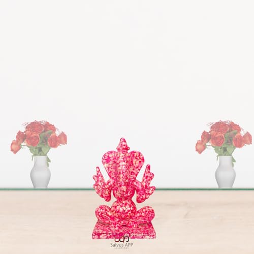 Image of Salvus App Solutions Pink Crystal Ganesh Idol for Car Dashboard & Home Decor | Double Side Face Lord Ganesha Murti | Decorative Dashboard Showpiece for Car, Office & Mandir (2-3 Inch)
