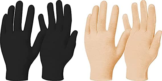 Cotton Short/Half Hand Gloves Sun Protection Gloves for Women Set Of Black Beige-picture-14