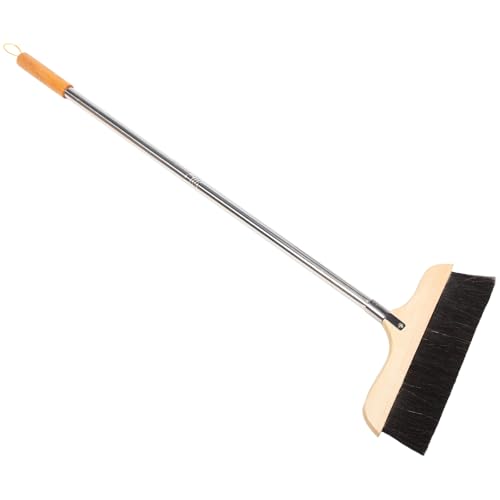 Baluue Escoba de Madera Cerdas Suaves de Crin de Caballo para Limpiar Azulejos y Otras Superficies, Diseño Multifuncional Mango Largo de Acero Inoxidable