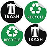 Recycle Sticker Trash Bin Label 8 Pack-4"x4"-Waterproof Organize & Coordinate Garbage Waste from Recycling Indoor & Outdoor,Great for Metal Aluminum Steel or Plastic Trash Cans,Use at Kitchen &Office