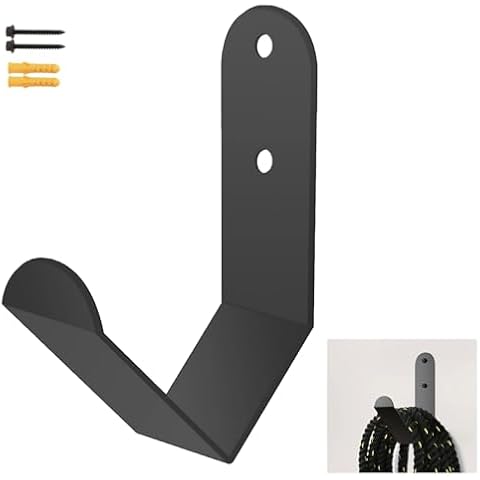 Exercise Rope Storage Rack Steel Battle Rope Storage Hook Wall Mount Rope Hanger Organizer EV Charger Cable Holder Garden Hose Hanger Heavy Duty J-Hook for Exercise Rope in Home Commercial Gym - Black Cover