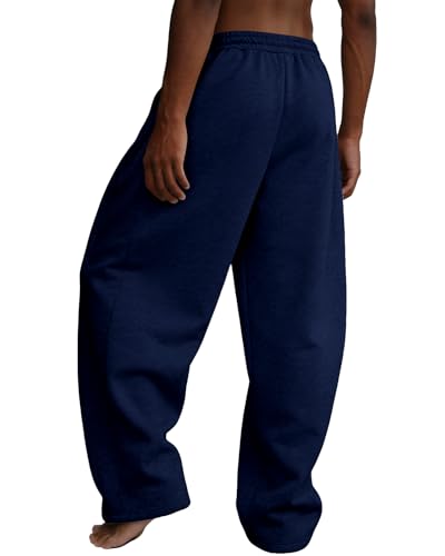 Image of Men's Baggy Sweatpants Wide Leg Fleece Lounge Joggers with Deep Pockets | Soft 65% poly 35% cotton stretch blend, outer drawstring, open bottom, relaxed fit for gym, travel, errands and daily wear