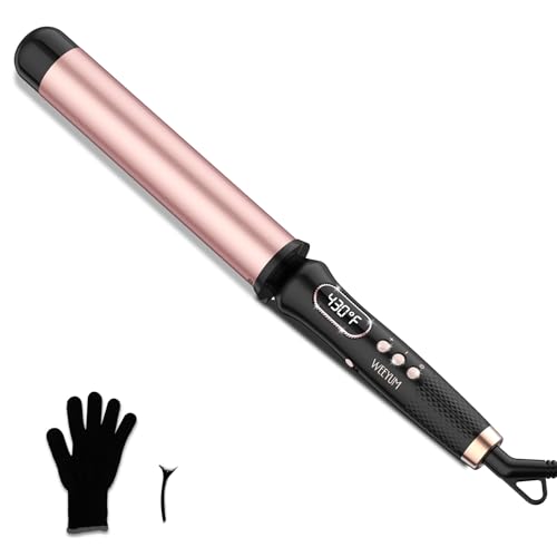 Curling Wand 1 1/2 Inch,Curling Iron 1.5 inch Professional for Beach Wave,Clamp Free Curling Wand for Quick Styling.