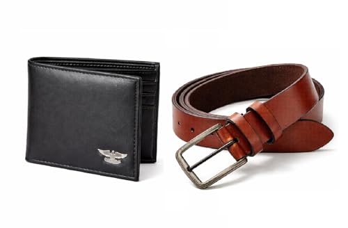Image of Wallet Belt Combo | Bi-Fold with Multiple Card Slots | PU Material | PU Leather Belt | Gift Set