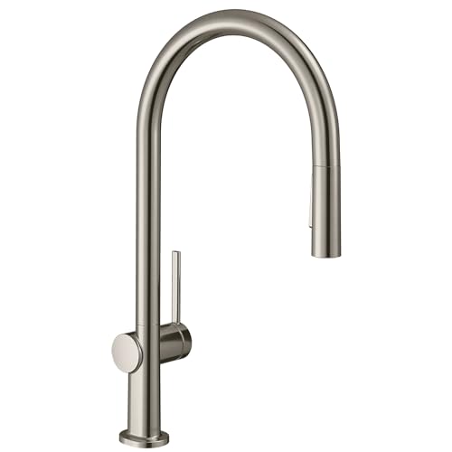 hansgrohe Talis N Stainless Steel High Arc Kitchen Faucet Kitchen Faucets with Pull Down Sprayer Faucet for Kitchen Sink Magnetic Docking Spray Head Stainless Steel Optic 72800801