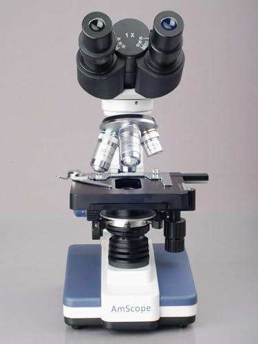 AmScope B120 Siedentopf Binocular Compound Microscope, 40X-1000X Magnification, Brightfield, LED Illumination, Abbe Condenser, Double-Layer Mechanical Stage