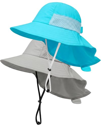 Image of Toddler Baby Sun Hat Kids Summer Beach Essentials Adjustable Beach Hats with Bucket Wide Brim for Boys Girls Age 0-14 Years