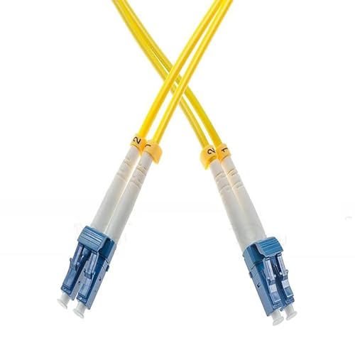Image of Madhabi 5M Duplex LC /UPC to LC /UPC Single Mode Fiber Optic Patch Cable - 9 /125m Jumper with Yellow Jacket - High-Speed Data Transmission for Networking, Telecom, and Internet Connectivity