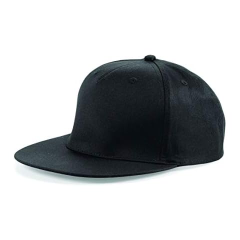 MKR Snapback Flat Peak Cap Baseball Hat 5 Panel 100% Cotton - Black Cover