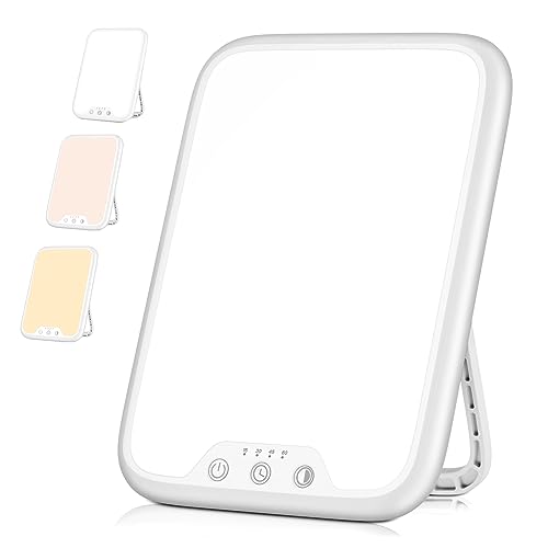 AJVV Light Therapy Lamp,UV-Free LED 10000 Lux Therapy Light with Adjustable Brightness and 3 Color Temperatures, Memory Function & 4 Timer with Stand Full Spectrum Light for Home,Office